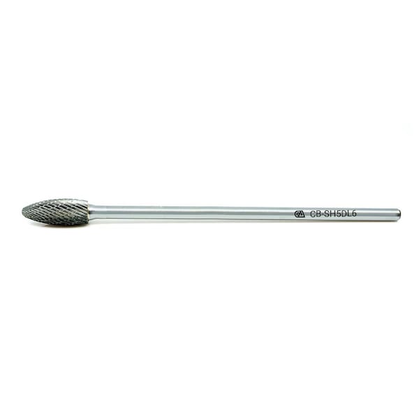 Continental Abrasives SH-5 Double Cut Flame Shape Tungsten Carbide Burr 6" Shank CB-SH5DL6 - main